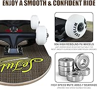 Vista 5 de Sefulim 31 x 8 Inch Complete Skateboard 7 Layer Canadian Maple Double Kick Deck Concave Cruiser Trick Skateboard for Boys Girls Teens Adults Beginner