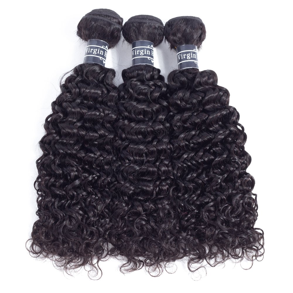 Amella Hair 8A Brazilian Kinky Curly Weave Human Hair Bundles with Closure 12 14 16 + 12 inch Brazilian curly Hair 3 Bundles with Closure