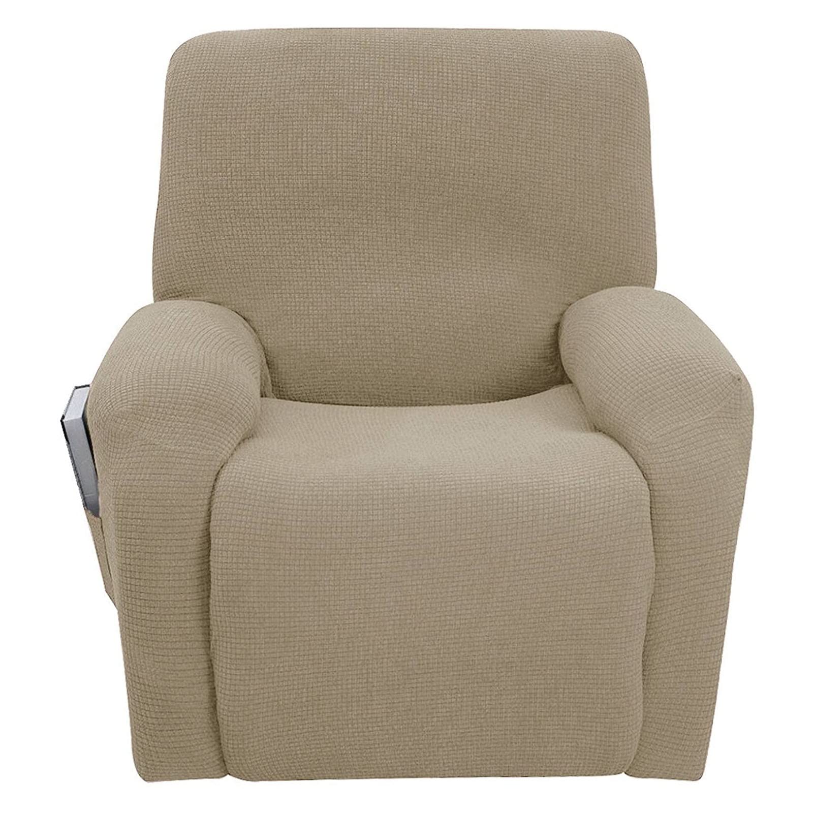Funda de sillón relax elástica de 1 pieza en color caqui lavable