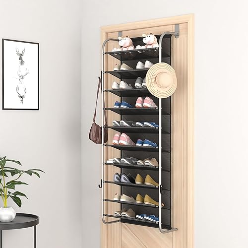 Miniatura 2 de Zapatero colgante de 10 niveles para almacenamiento de zapatos para armario, despensa, sobre la puerta, organizador de zapatos, estantes flotantes