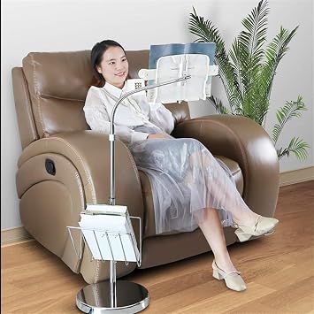 Reading Shelf Floor-Standing for Reading,Sheet Music Stand & Floor Book Stand,Laptop Floor Stand with Wheels,Book Holder Tablet Floor Stand Adjustable Handsfree Reading for Bed