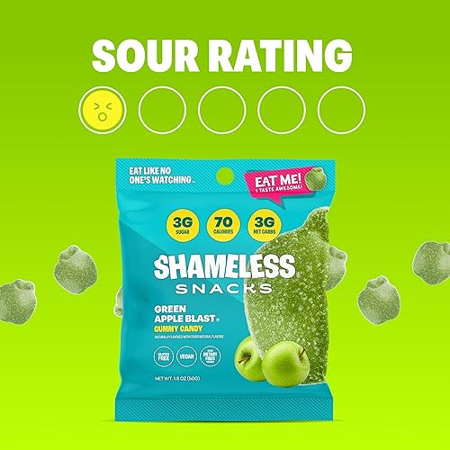 Vista 61 de Shameless Snacks – Snacks saludables bajos en calorías, gomitas keto bajas en carbohidratos (caramelos sin gluten) – Paquete de 6 chiles y mango