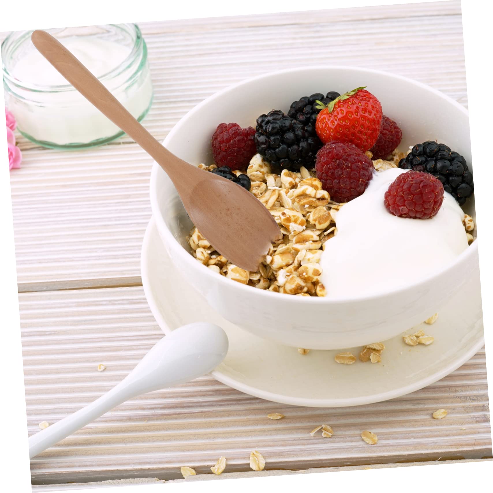 STOBAZA Salad Spoon Fork Set 2-piece Serving Set Smooth Wood Salad Servers Safe for Ages for Family Dinners