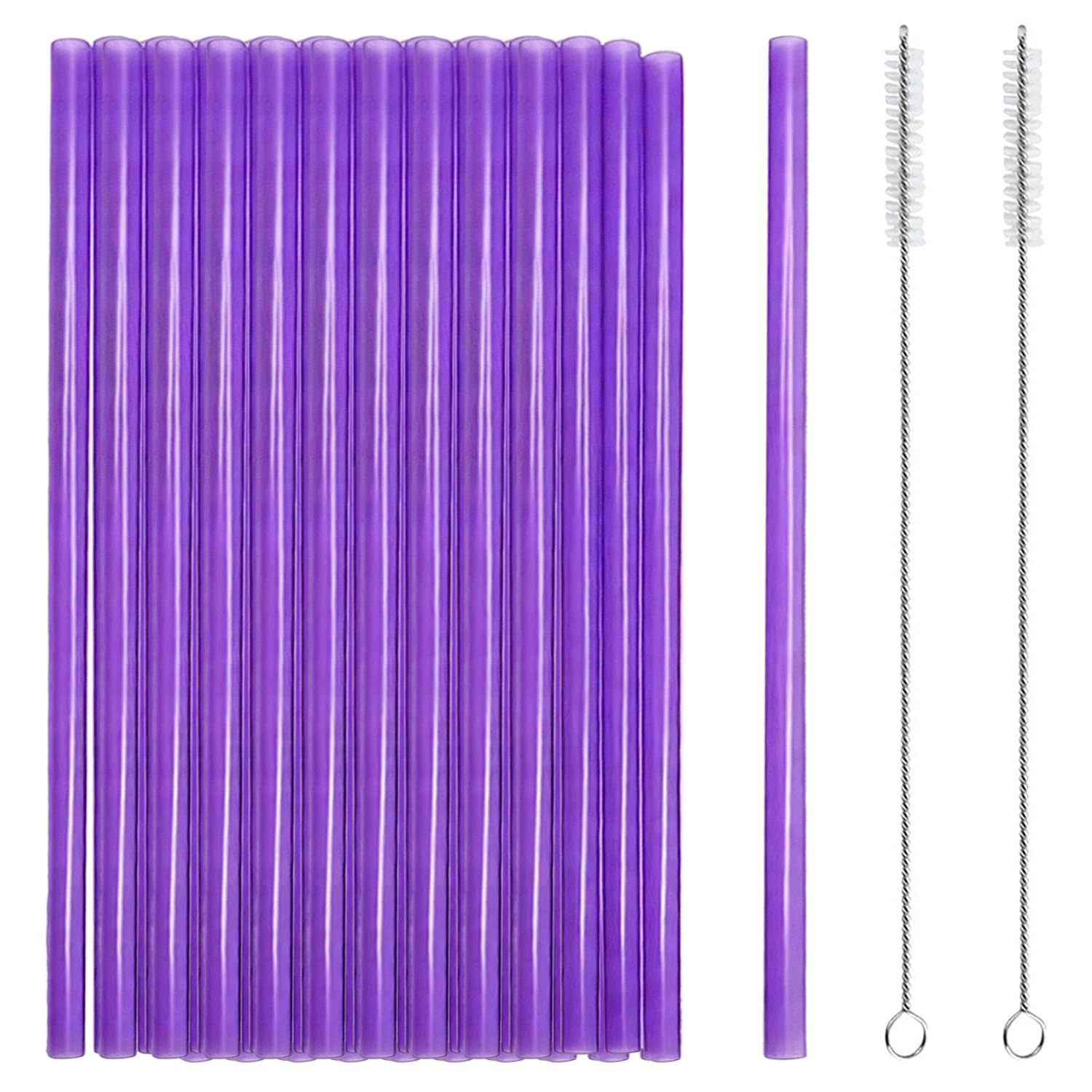 iJiGui Reusable Hard Plastic Drinking Straws 50 Pack, Purple