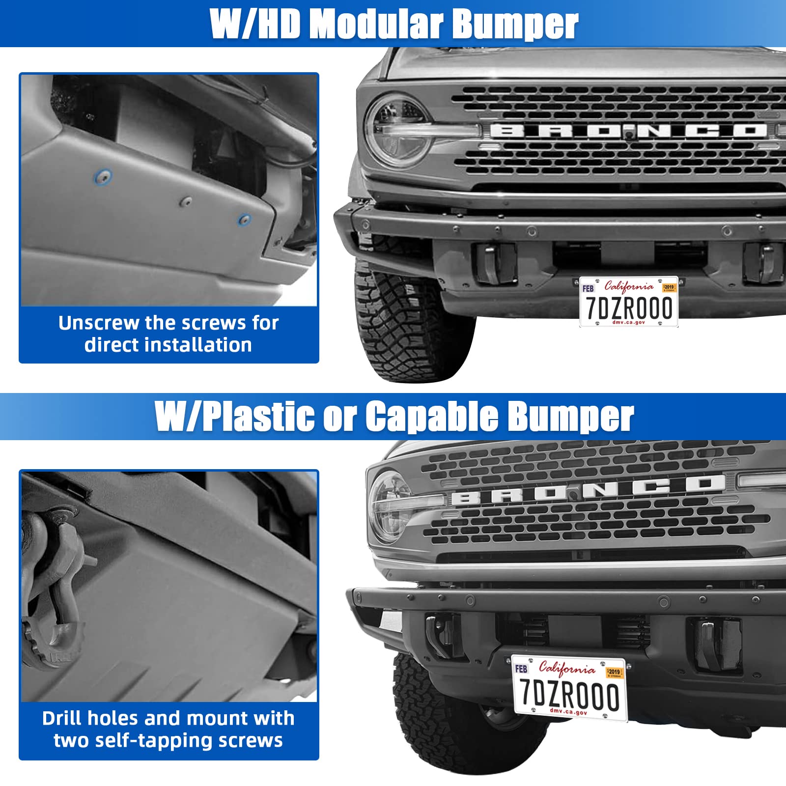 Front License Plate Frame for Ford Bronco, Aluminum Alloy License Plate Mounting Bracket Holder for Ford License Plate Accessories 2021 2022 2023