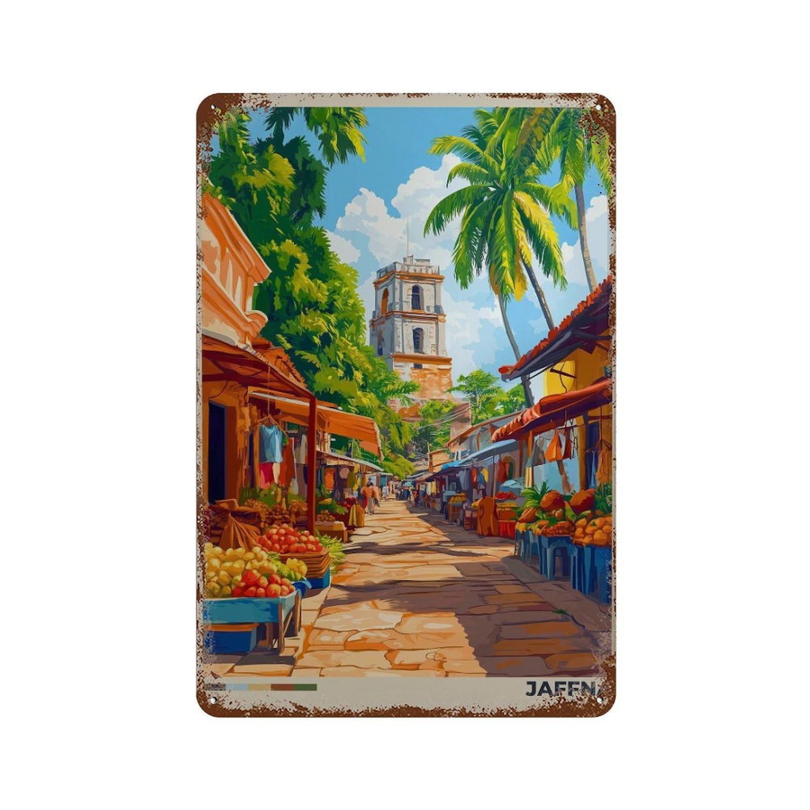 xiaoxiaoshen Jaffna Sri Lanka Travel South Asian Wall Decor Art Metal Tin Poster Modern Home Decor Art Home Bar Shop Decorations Vintage Sign 30x20cm