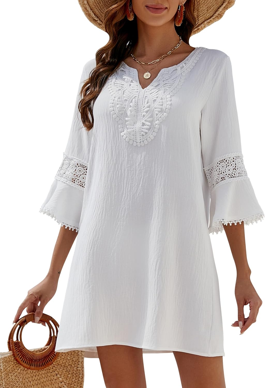 BMJL Womens Swimsuit Cover Ups Lace Crochet Beach Coverup Bathing Suit
