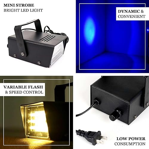 Miniatura 10 de Efavormart - Luz estroboscópica blanca súper brillante de 25 W y 108 LED con modo dual flash y control de velocidad
