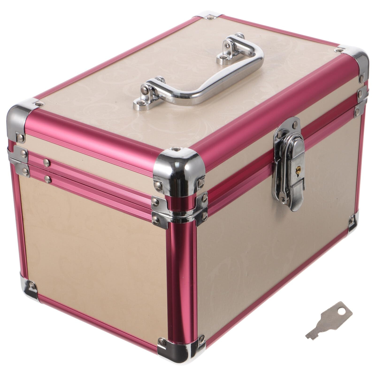 HOLIDYOYO Makeup Train Case, Metal Pedicure Kit Storage Box Portable Jewelry Organizer Cosmetic Storage Container with Lock for Cosmetologist Traveling Manicure Nail Art