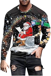 luoluoluo Men Light Up Christmas Jumper Funny Xmas Pullover 