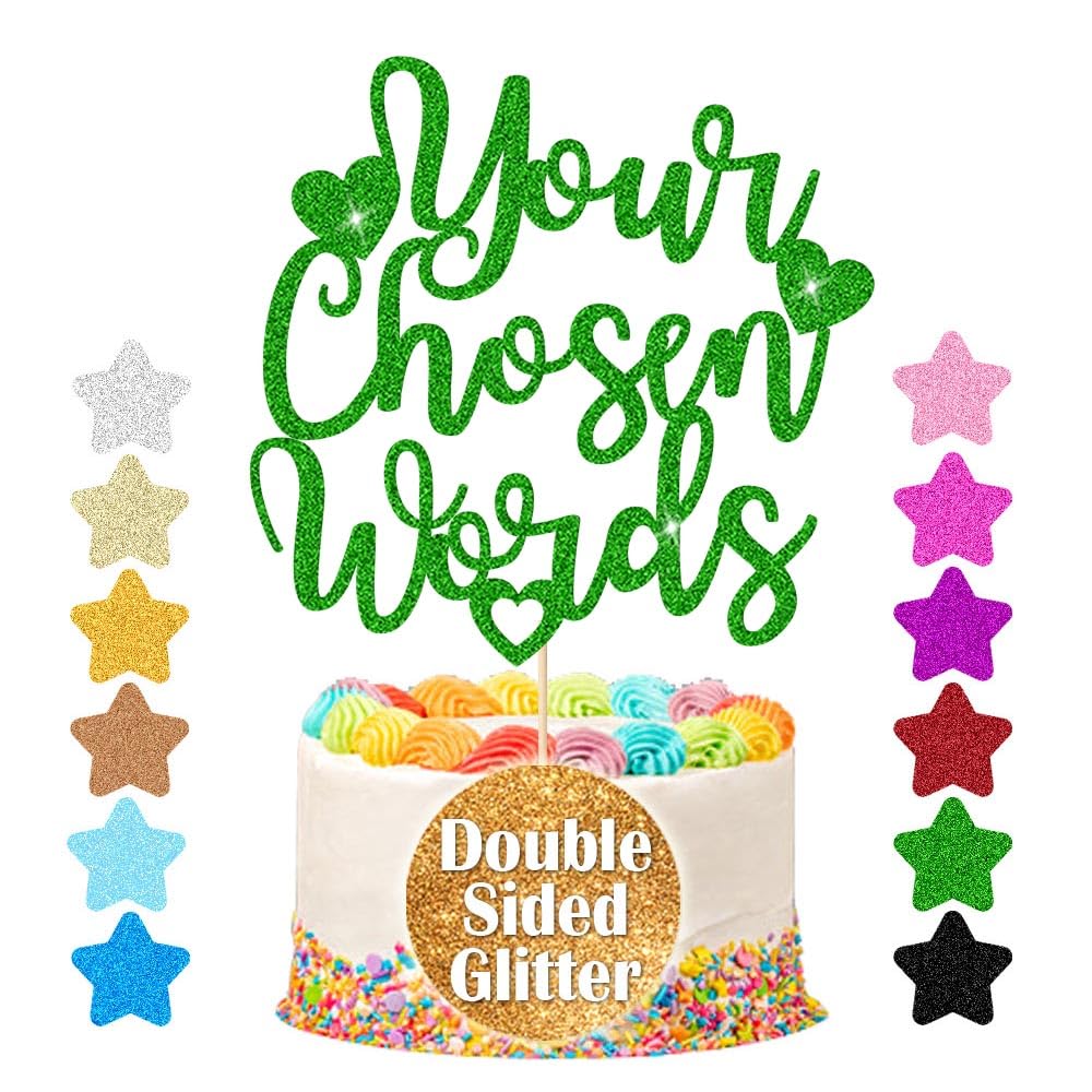EDSG Personalised Cake Topper | Custom Cake Decoration with Any Text | Multicolour Glitter Wedding Party Decoration 13 15 18 21 25 30 45 60 (Green)