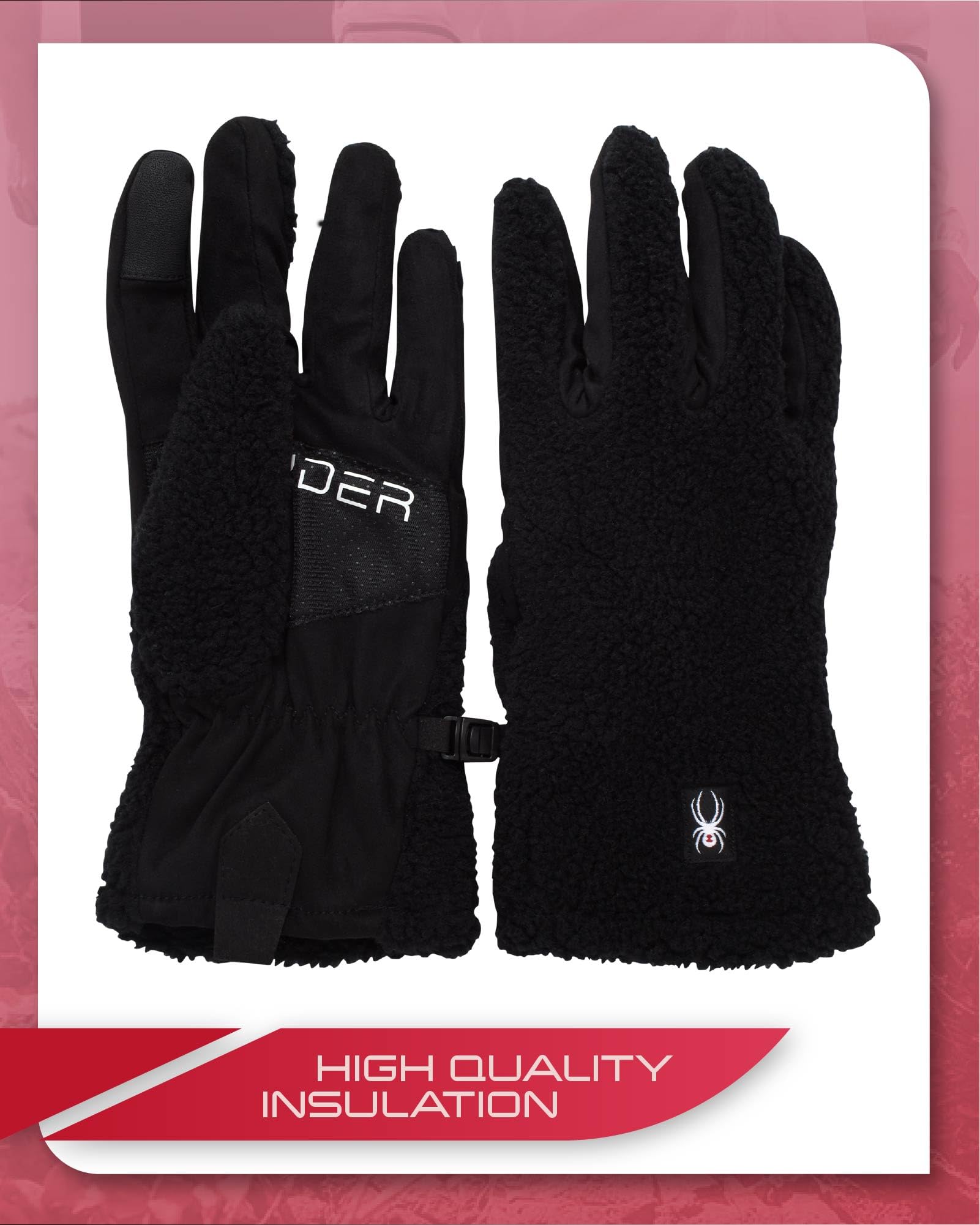 Spyder Women's Winter Gloves - Water Resistant Sherpa Fleece Warm