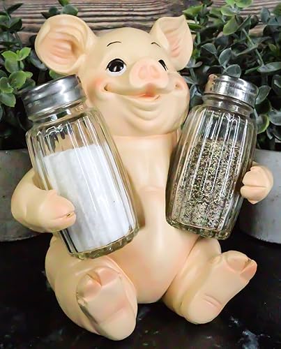Miniatura 6 de Ebros Gift Animal Farm Granero Cerdo Cerdo Sal Pimienta Shakers Titular Estatuilla Cerdo Cerdo Caprichoso Cerdo Tocino Piglet Estatua Organizador de