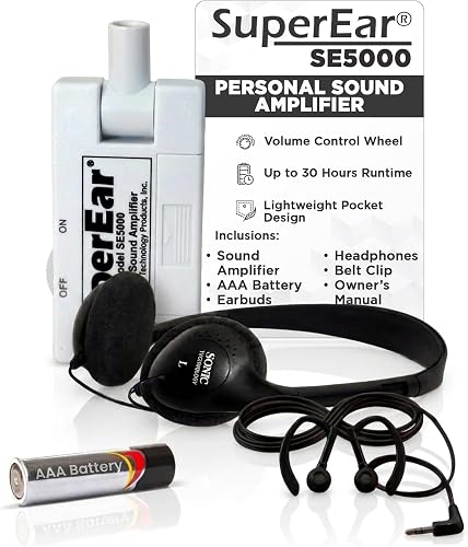 SuperEar SE5000 Personal Sound Amplifier for Seniors - 50dB Pocket Hearing Amplifier with Headphones & Earbuds SuperEar SE5000 Personal Sound Amplifier for Seniors - 50dB Pocket Hearing Amplifier with Headphones & Earbuds