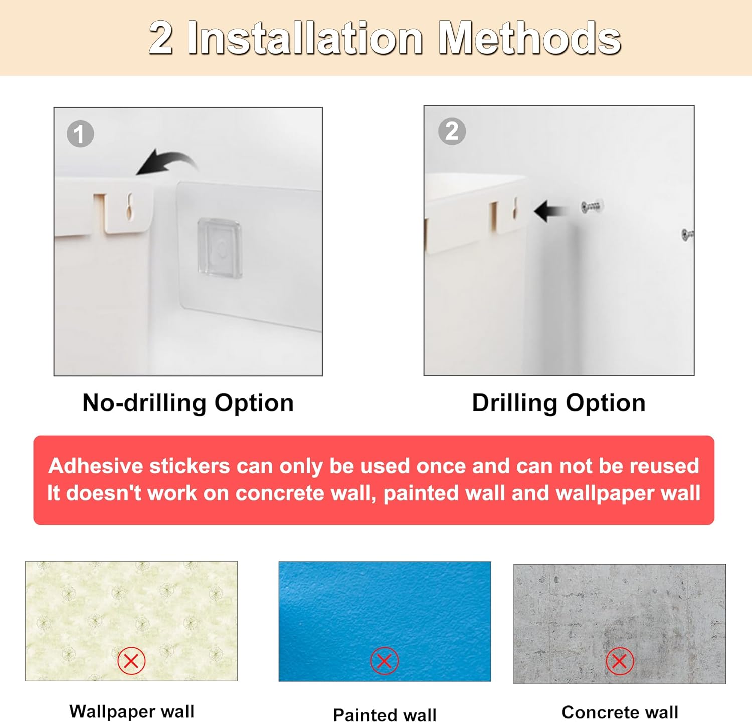 Hanging Wall File Organizer, Pack of 6 Plastic Desktop Accessories Storage Rack No Drilling Wall Mounted Magazine Mail Paper Envelope Planner Holder for Home Office School