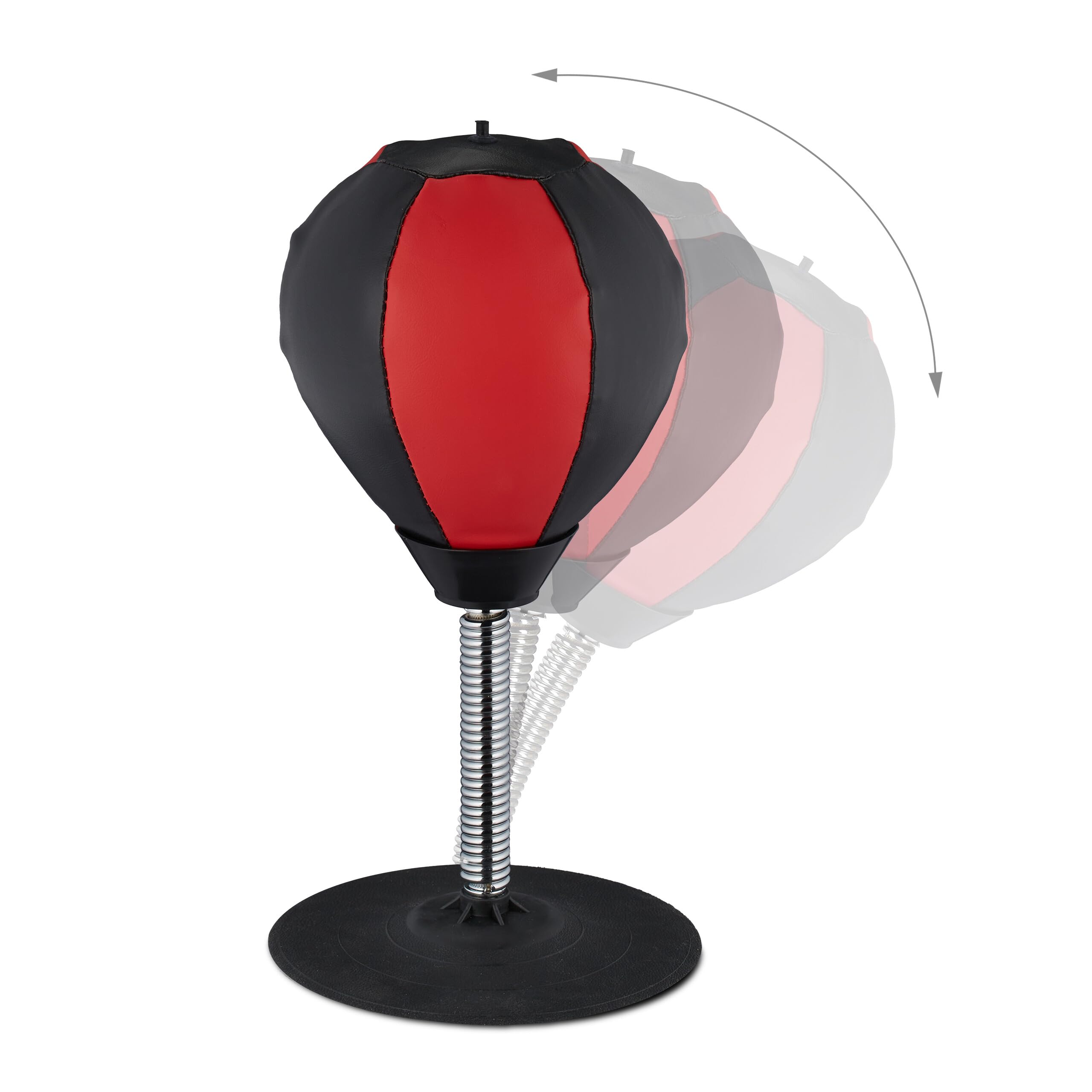Relaxdays Punching Ball da Tavolo, Punchingball da Scrivania per L'Ufficio, Contro Lo Stress, Pungiball, Nero Rosso