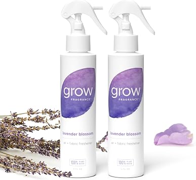 Grow Fragrance Scented Fabric and Room Air Freshener Spray - Certified Non-Toxic, 100% Plant-Based Essential Oils - 5 oz Lavender Blossom 2-Pack