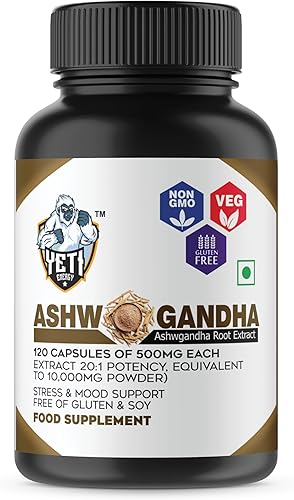 Ashwagandha orgánica 500 mg 120 cápsulas veganas extracto de raíz de Ashwagandha orgánico puro Alivio del estrés, potenciador del estado de ánimo