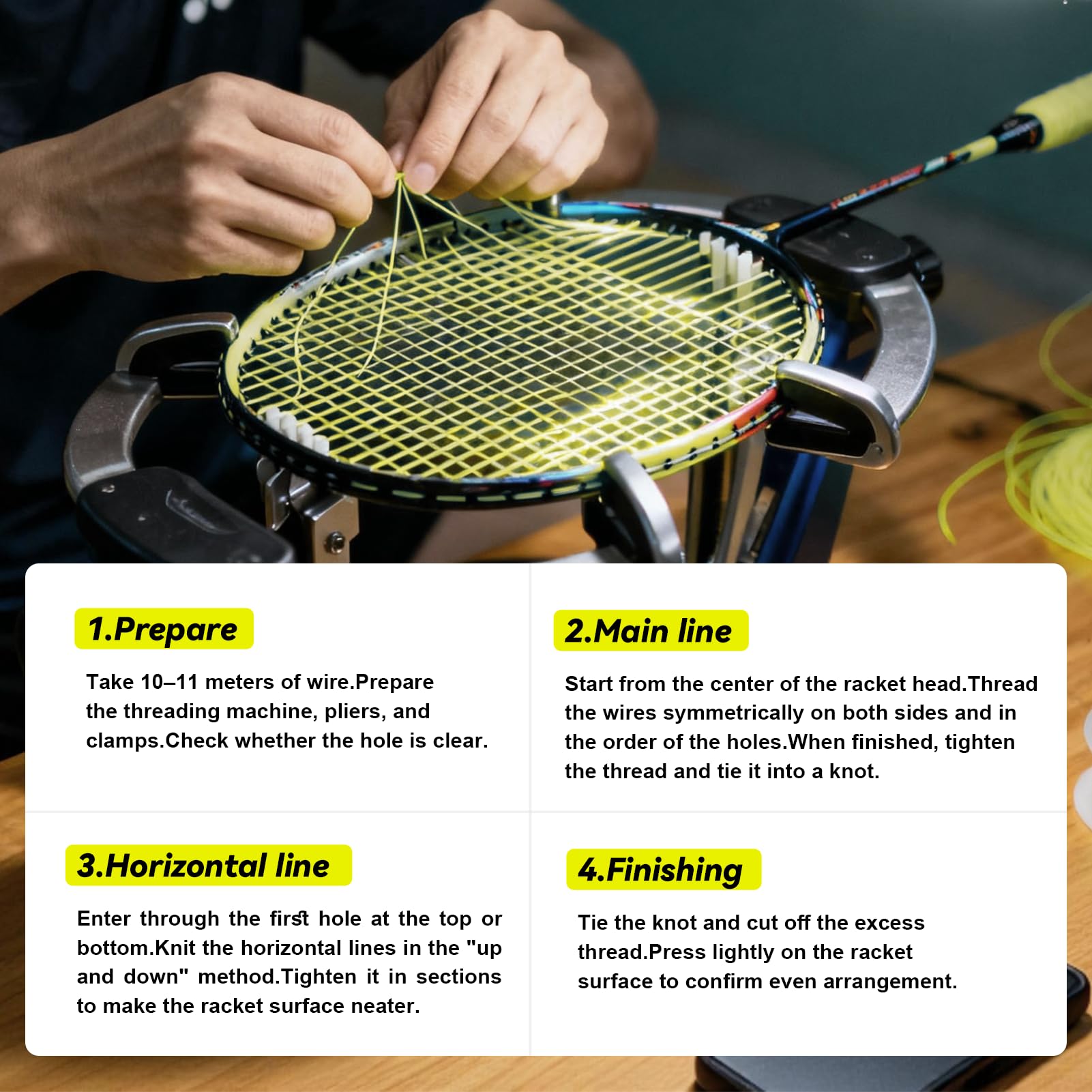 Carrete De Cuerda De Raqueta De Bádminton De 0,72mm Y 200m, Raqueta De Tenis Profesional, Hilo De Hilo De Línea Amarilla, Carrete De Alambre De Raqueta De Repuesto Para Entrenamiento Diario Amateur