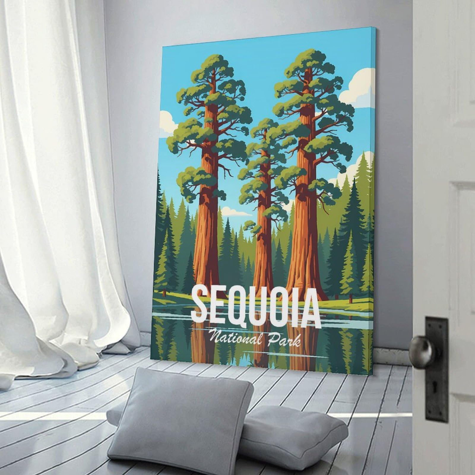 Junmoney Hanging Wall Art Sequoia National Park, 12x18inch(30x45cm), for Wall Displays, Bedrooms Or Room Updates, Decorative Artwork with Flexible Styling