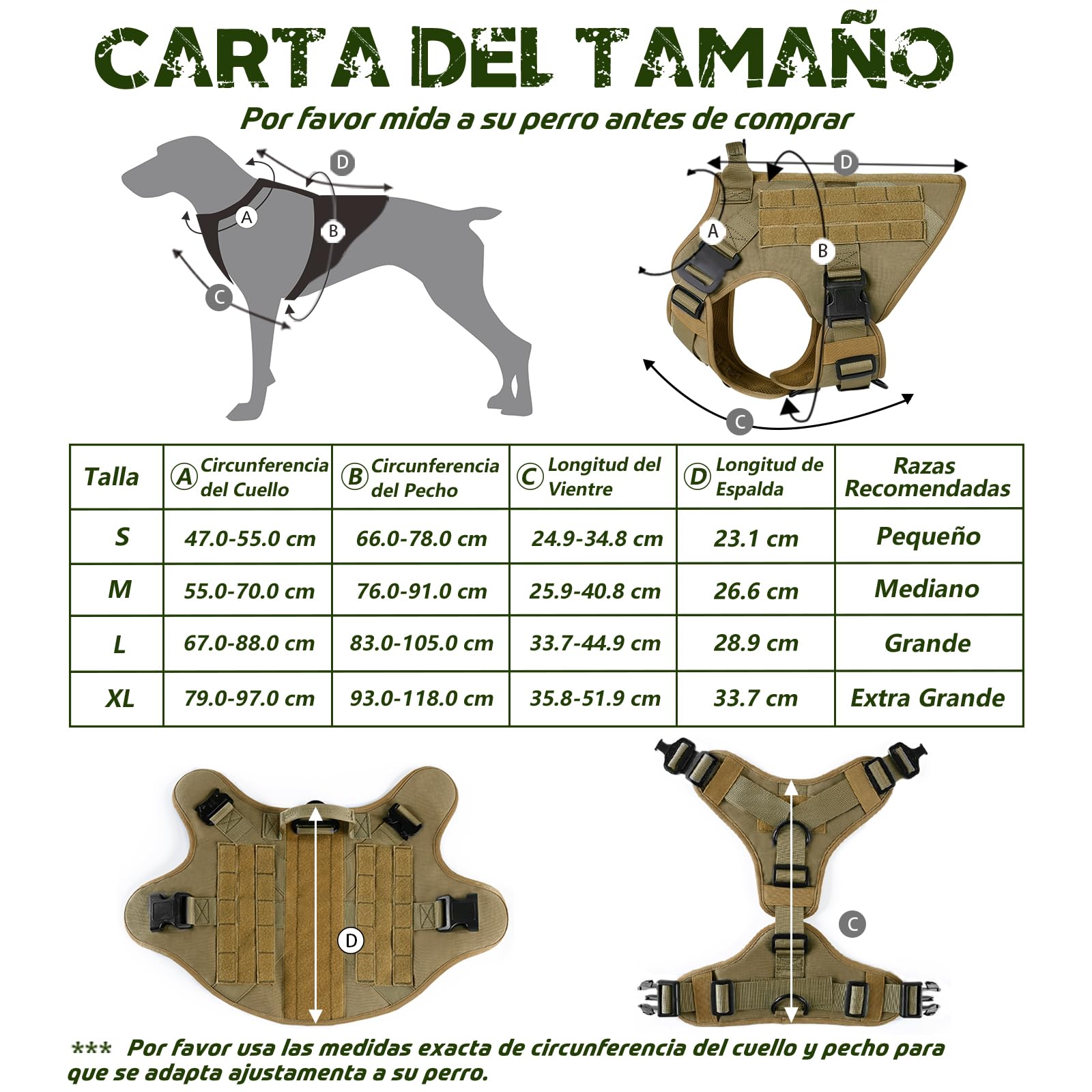 rabbitgoo Arnes Táctico Perro Grande Arnes Antitirones Militar Malla Transpirable Chaleco para Adiestramiento con 2 Anillos Ajustables con Técnica Molle para Adiestrar, Caminar, Cazar Marrón L