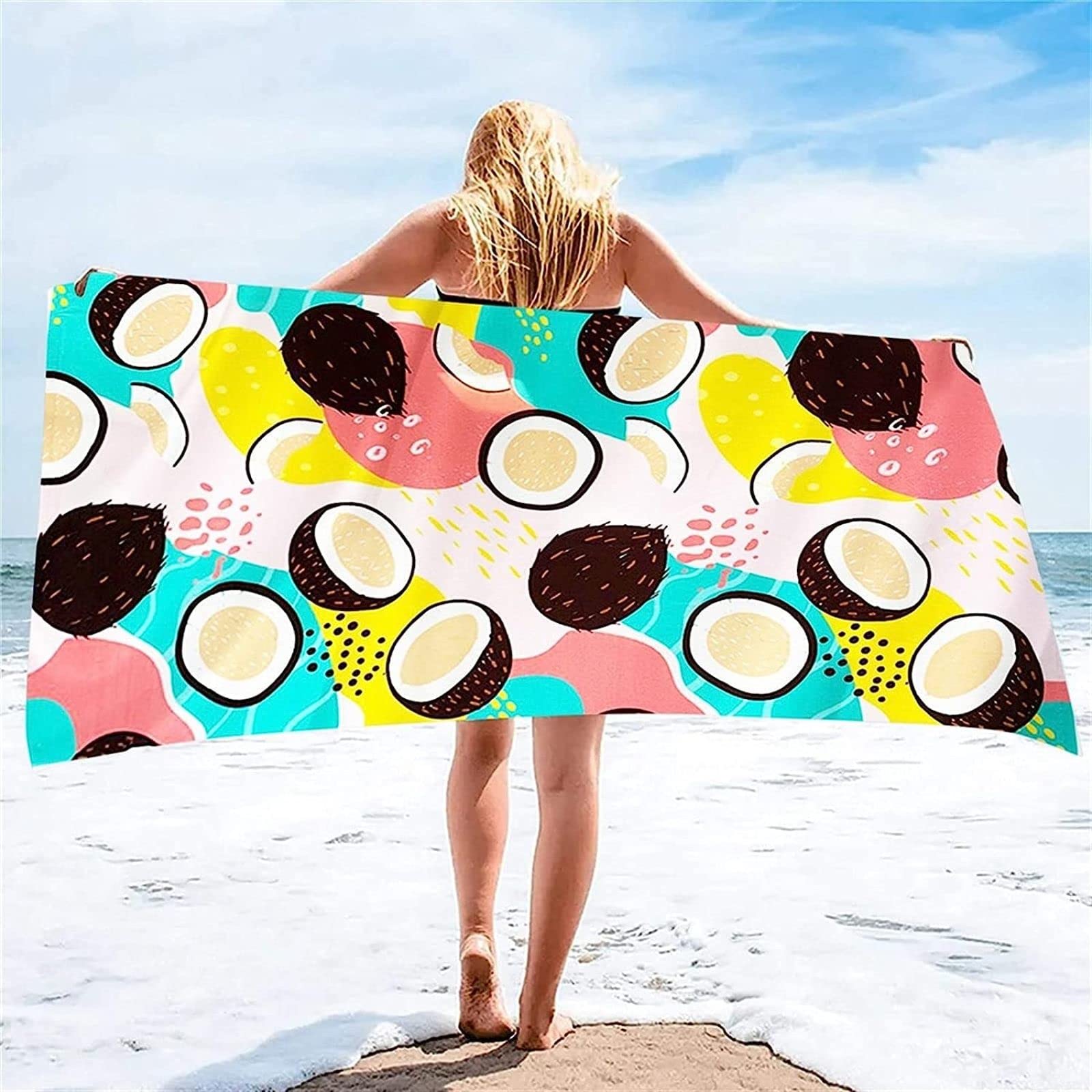 KATATI Cocco Tropicale Telo Mare Grande, Microfibra Asciugamano da Spiaggia, Teli Mare Cocco Tropicale, Asciugatura Rapida Antisabbia Adulti Teli Mare per Nuoto Campeggio 3D Telo Mare 200x200 cm