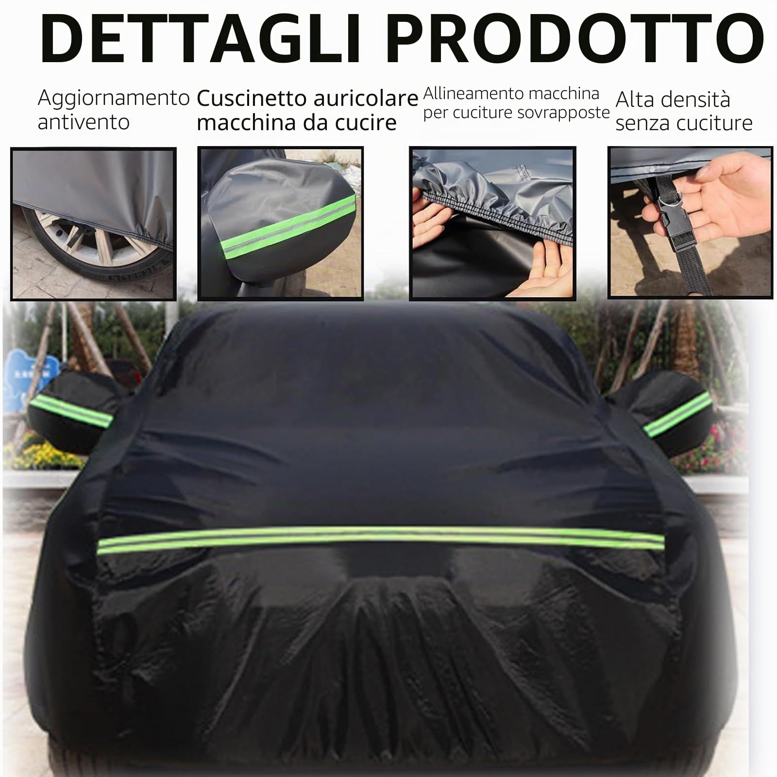Telo Copertura Auto Impermeabile per Fiat 500/500C/500E/Abarth 2007-2024, Telo Copri Auto per Esterno, Anti-UV Antipolvere Copriauto Antipioggia Antineve Telo Copriauto da Esterno
