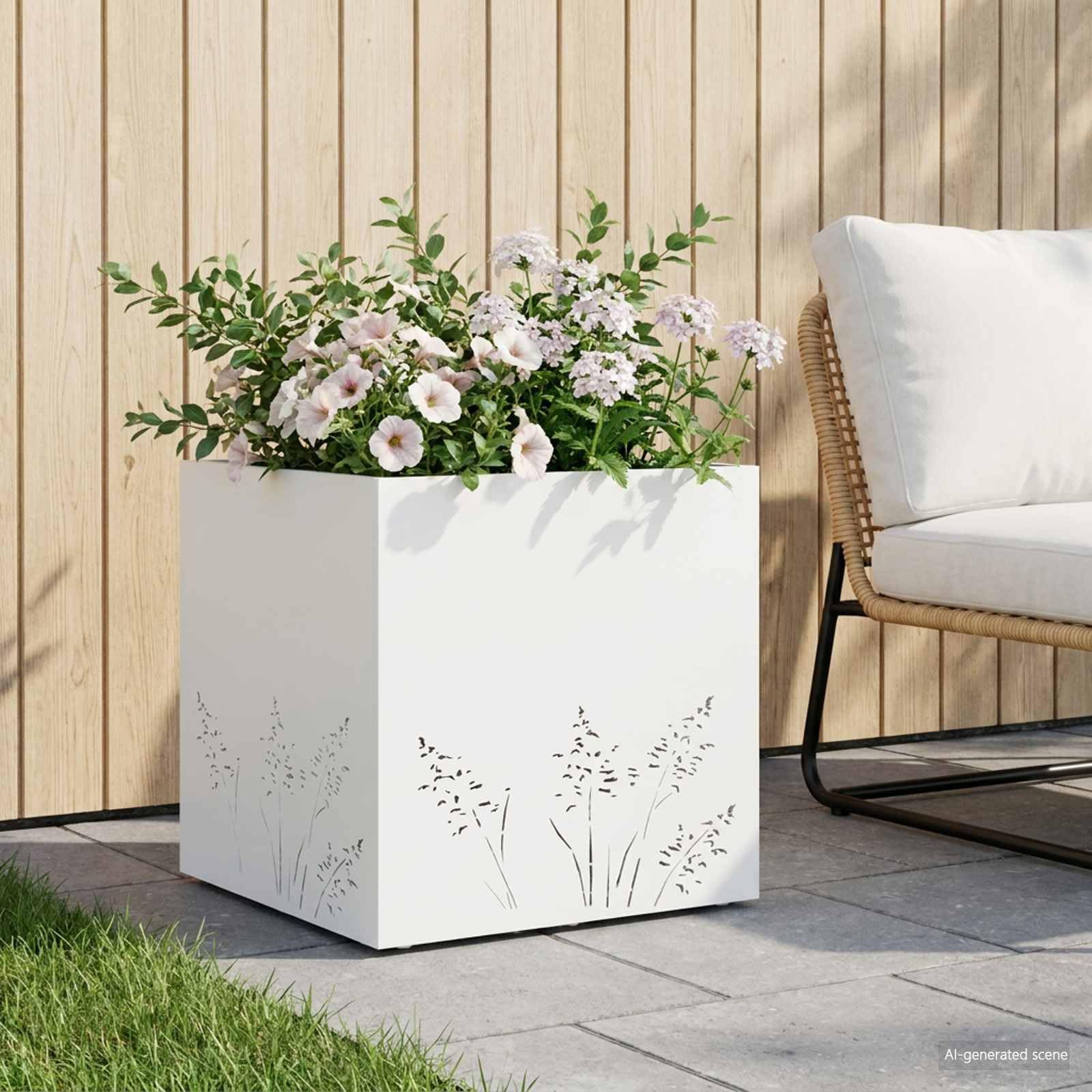 Generico Vaso da Giardino Bianco 50 x 50 x 49 cm,8005794