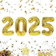 New Year Balloons 2025, 4 Giant New Year Decoration Foil Balloons, for Year 2025 Decorations New Party Children End of Year Party Decorations