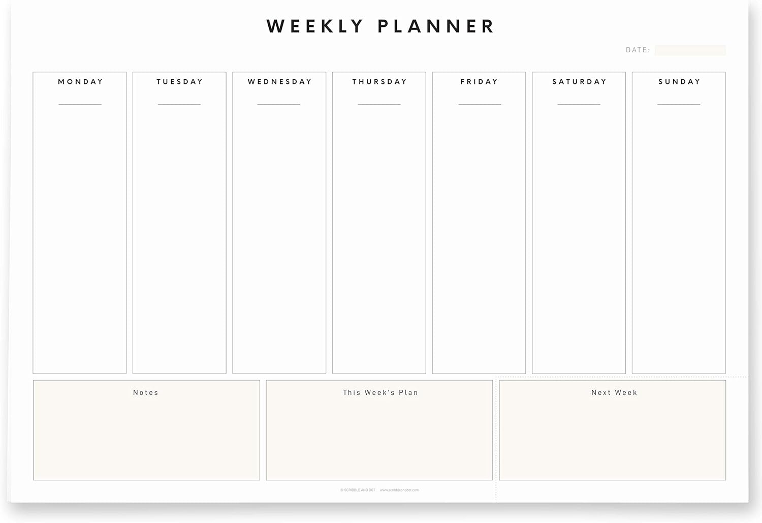 Scribble & Dot® Weekly Planner Pad 140gsm 52 Thick Pages