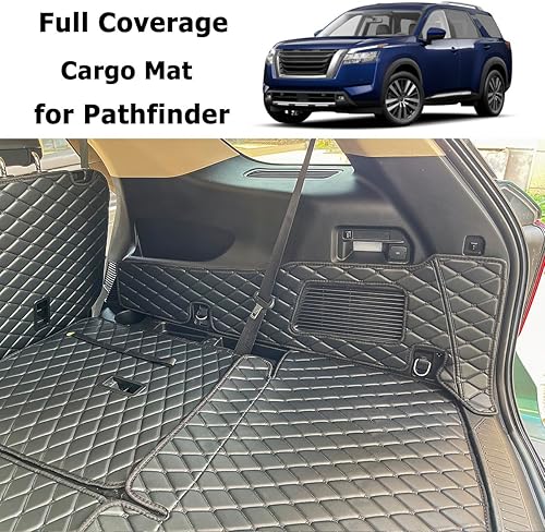 Miniatura 5 de Alfombrilla para maletero para Nissan Pathfinder 2022-2024 (2 fila con asiento de banco) y alfombrilla para respaldo trasero 2 y 3 fila (5 unidades)