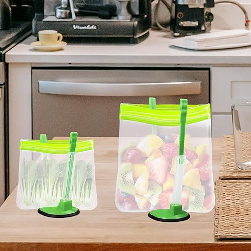 Miniatura 8 de LLMSIX 2 soportes holgados, soporte para bolsas de sándwich, brazos ajustables, soporte para bolsa de congelador, soporte antideslizante para