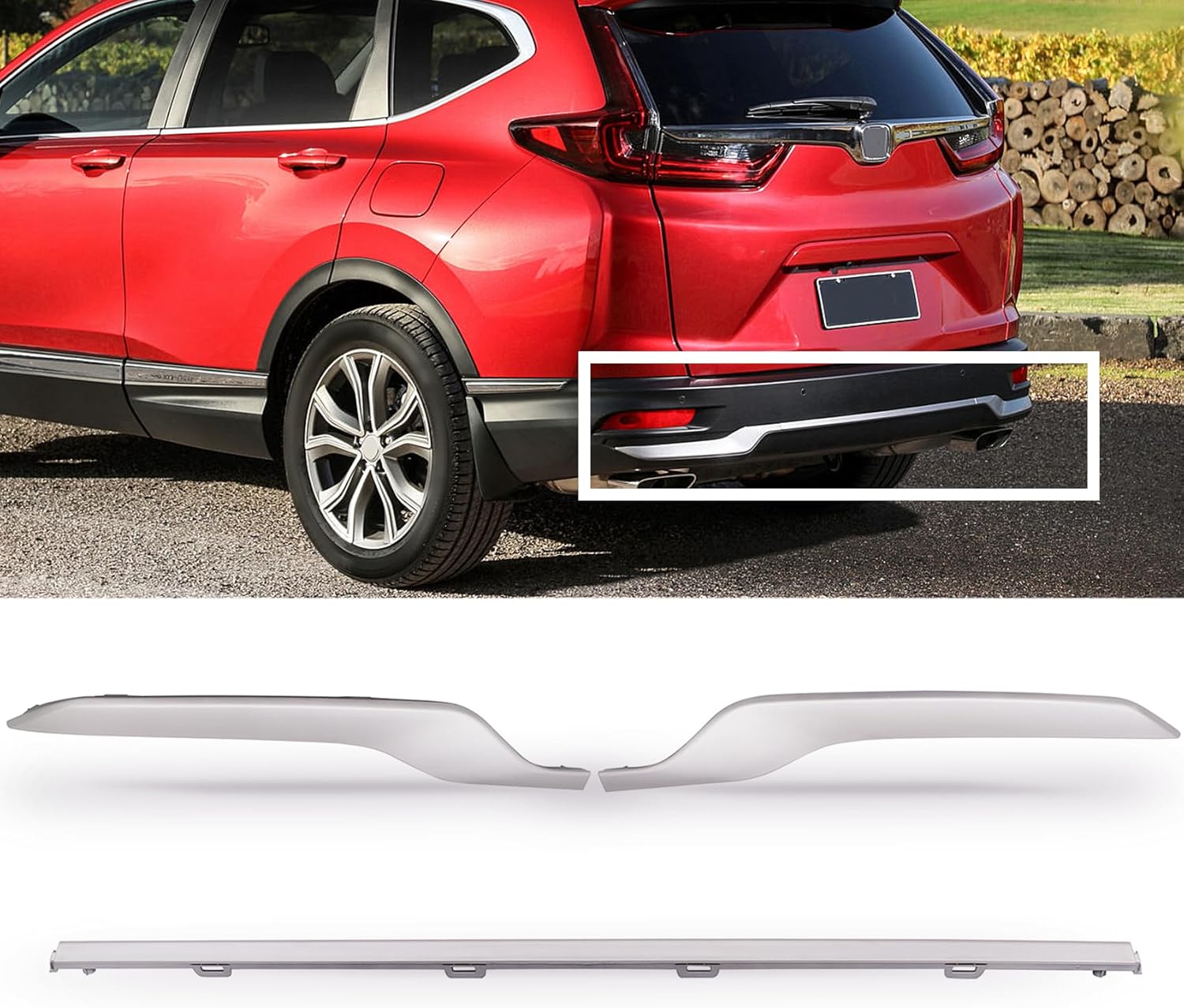 3Pcs Chrome ABS Rear Bumper Cover Molding Trim Fit for Honda CRV CR-V 2020 2021 2022 Rear Bumper Bars 71512-TLA-A50