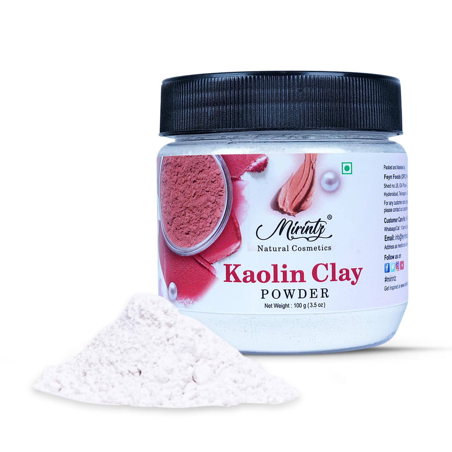 100% Kaolin Clay Powder | (100 gms) Clay Mask for Face | Hydrating & Exfoliating Face Mask | Perfect for Natural DIY Skin Cleansers, Masks & Scrubs | Kaolin Clay Face Masks Skincare