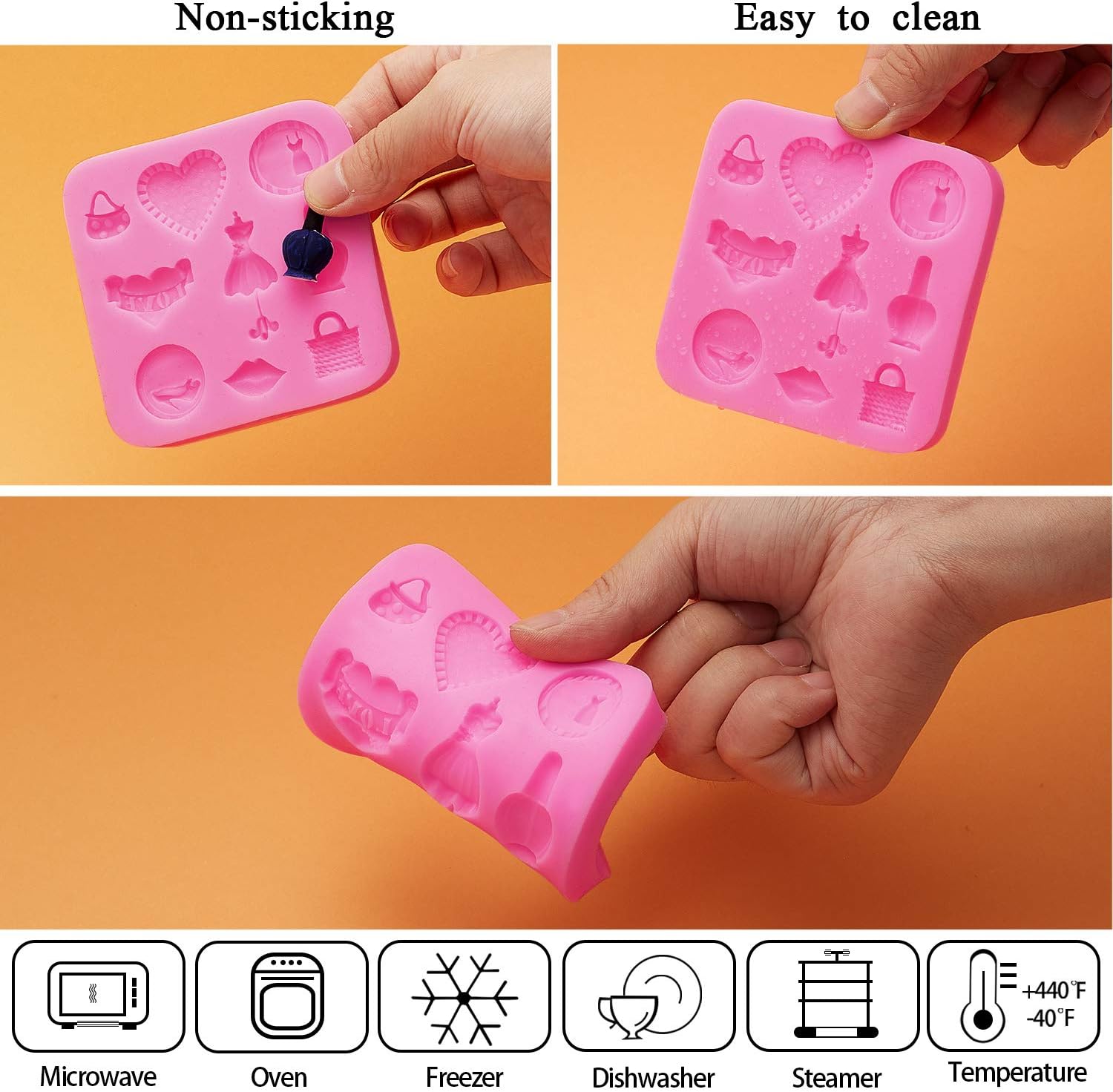 5 Pieces Makeup Tools Silicone Molds Lipstick Perfume Makeup Scissors Hair Tools Shaped Cake Fondant Molds for Chocolate Pudding, Candy, Jelly, Soap Modeling, Birthday Party Supplies, 5 Styles