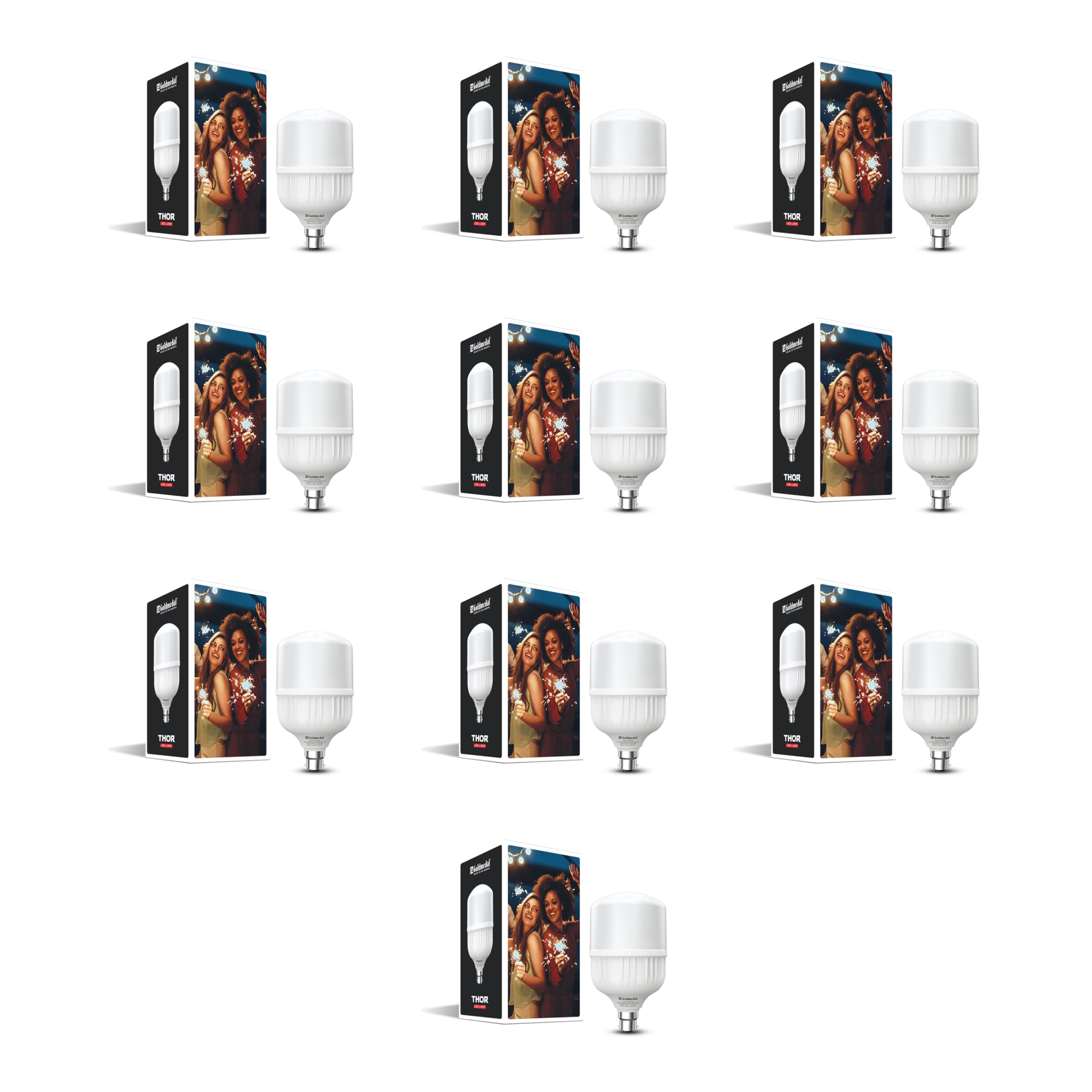 Goldmedal Thor 30W B22 LED Bulb (Pack of 10, Cool Daylight)