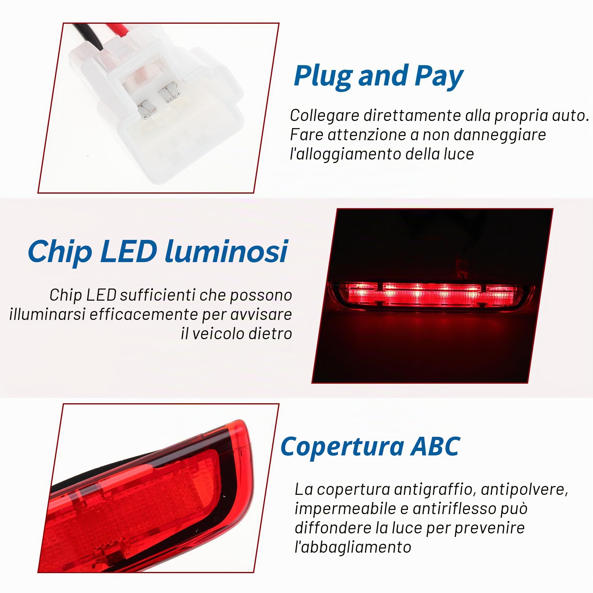 Luce Di Stop A LED Per Toyota Yaris M/K3 Hatchback 12-20 1Pc | Colore Rosso Materiale ABS OE 815700D150 Impermeabile IP67 Tensione 12V DC Plug And Play Completamente Sigillato
