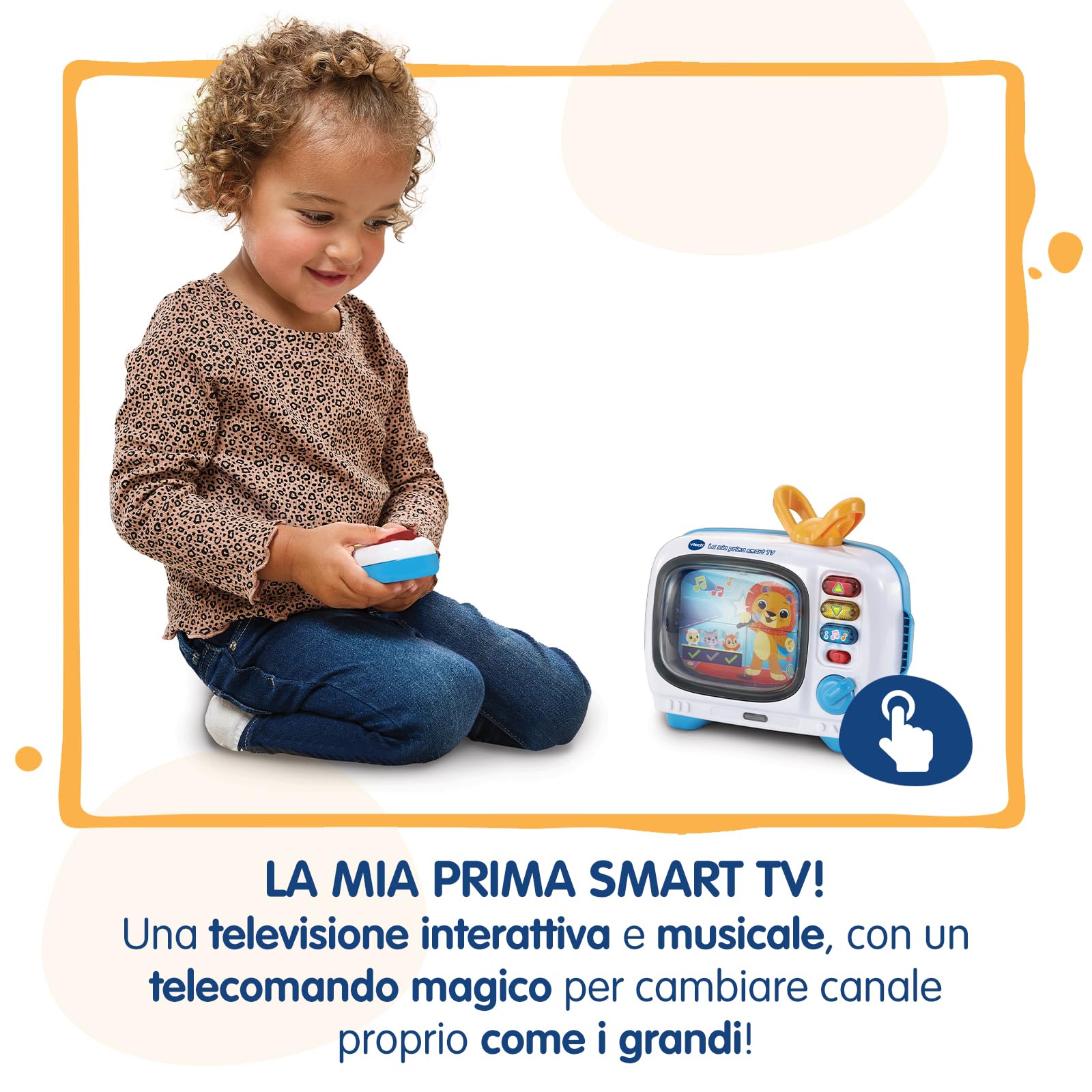 VTech La Mia Prima Smart TV, Televisione Interattiva per Bambini, Telecomando Interattivo Incluso, 10 Canali, 5 Canali Bilingue Italiano e Inglese, Spegnimento Automatico, Batterie Incluse, 12-36 Mesi