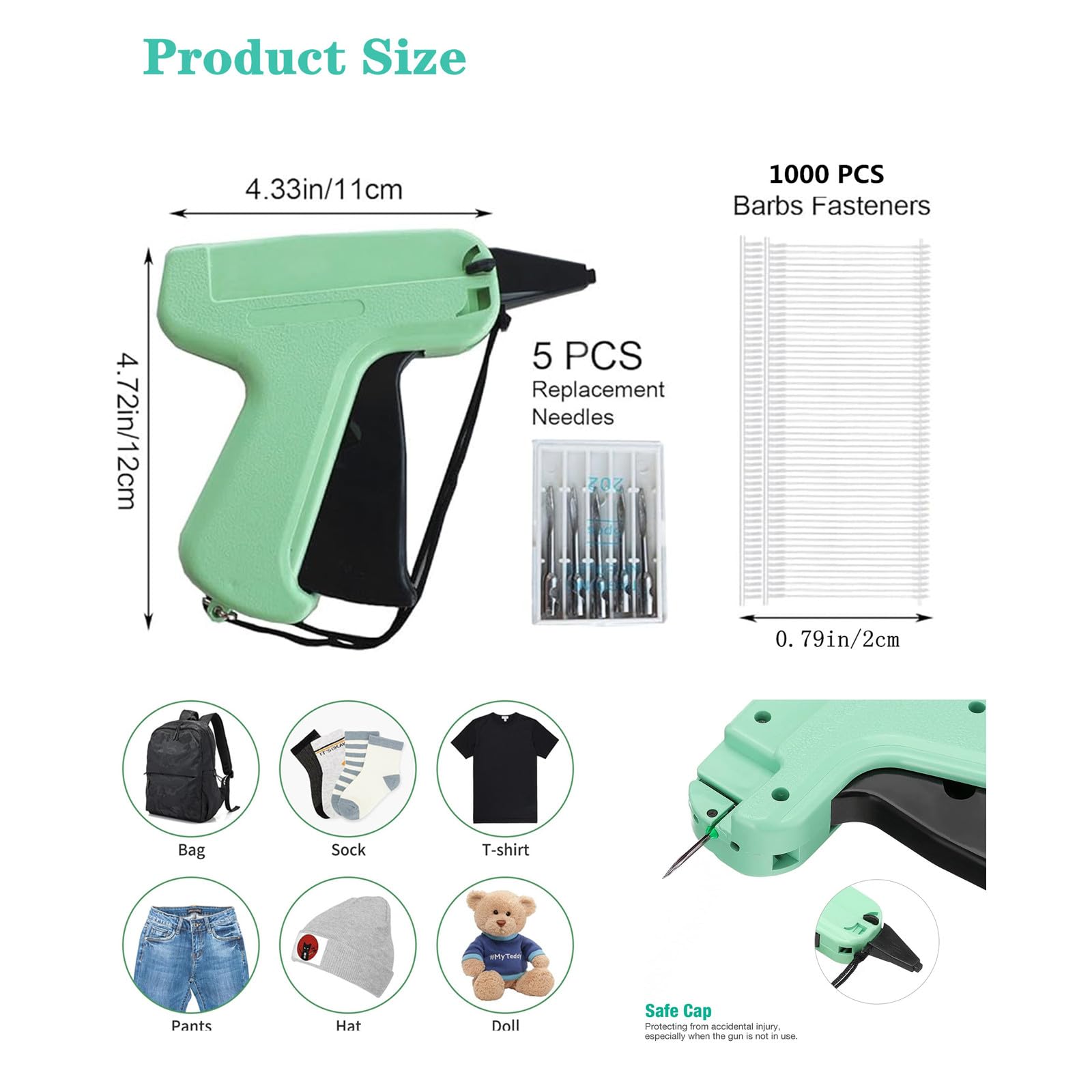 Stitchy Quick Clothing Fixer, Pistola per Etichette di Abbigliamento, Mini Pistola per Vestiti, Micro Pistola per Punto Cucito con 1000 Elementi di