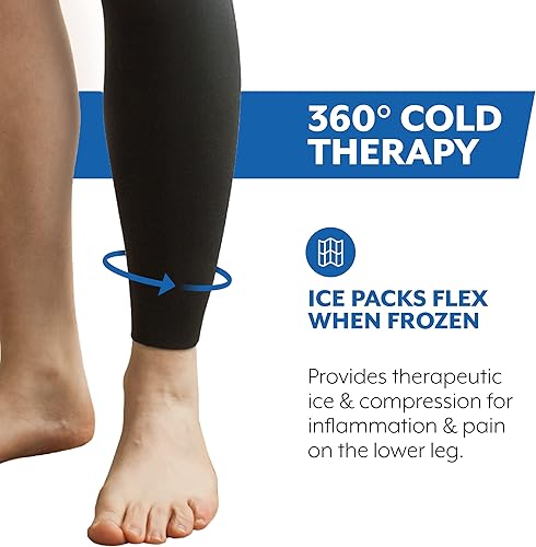 Miniatura 2 de Brownmed - Espinillera de hielo polar - Envoltura reutilizable para lesiones y deportes - Envoltura de compresión flexible - Bolsa de hielo para