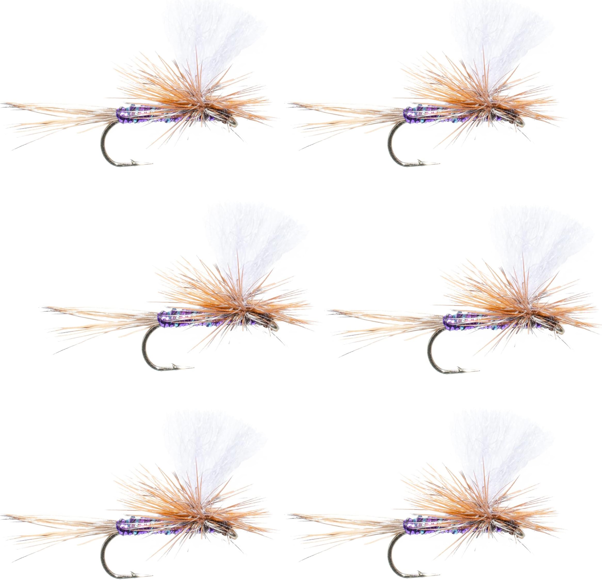 The Fly Fishing Place Parachute Super Flash Purple Haze Classic Trout Dry Fly Fishing Flies - Set of 6 Flies Size 14