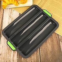 Vista 6 de Hemoton Molde de silicona para baguette, bandeja de pan francés, forma de pan, molde para hornear pan, molde para subrollo, tostado, negro, 13.6 x