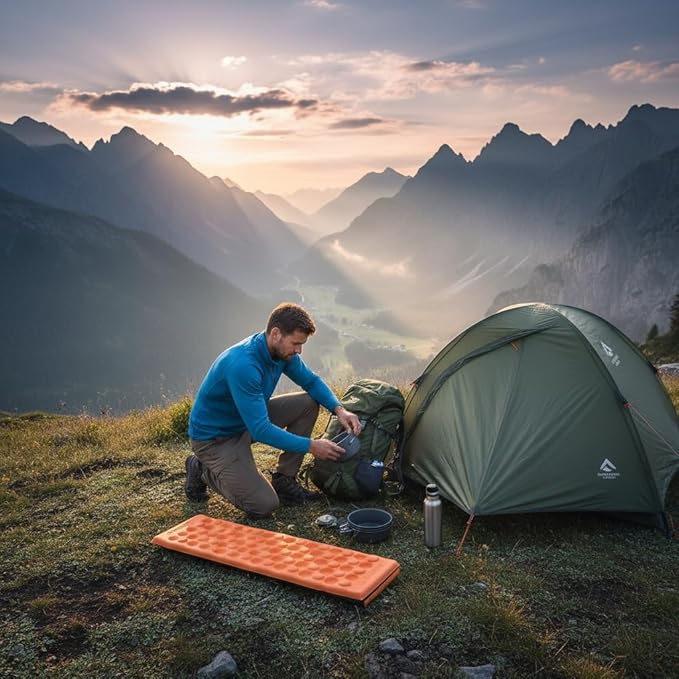 Colchoneta plegable impermeable para camping portátil naranja miniatura 3