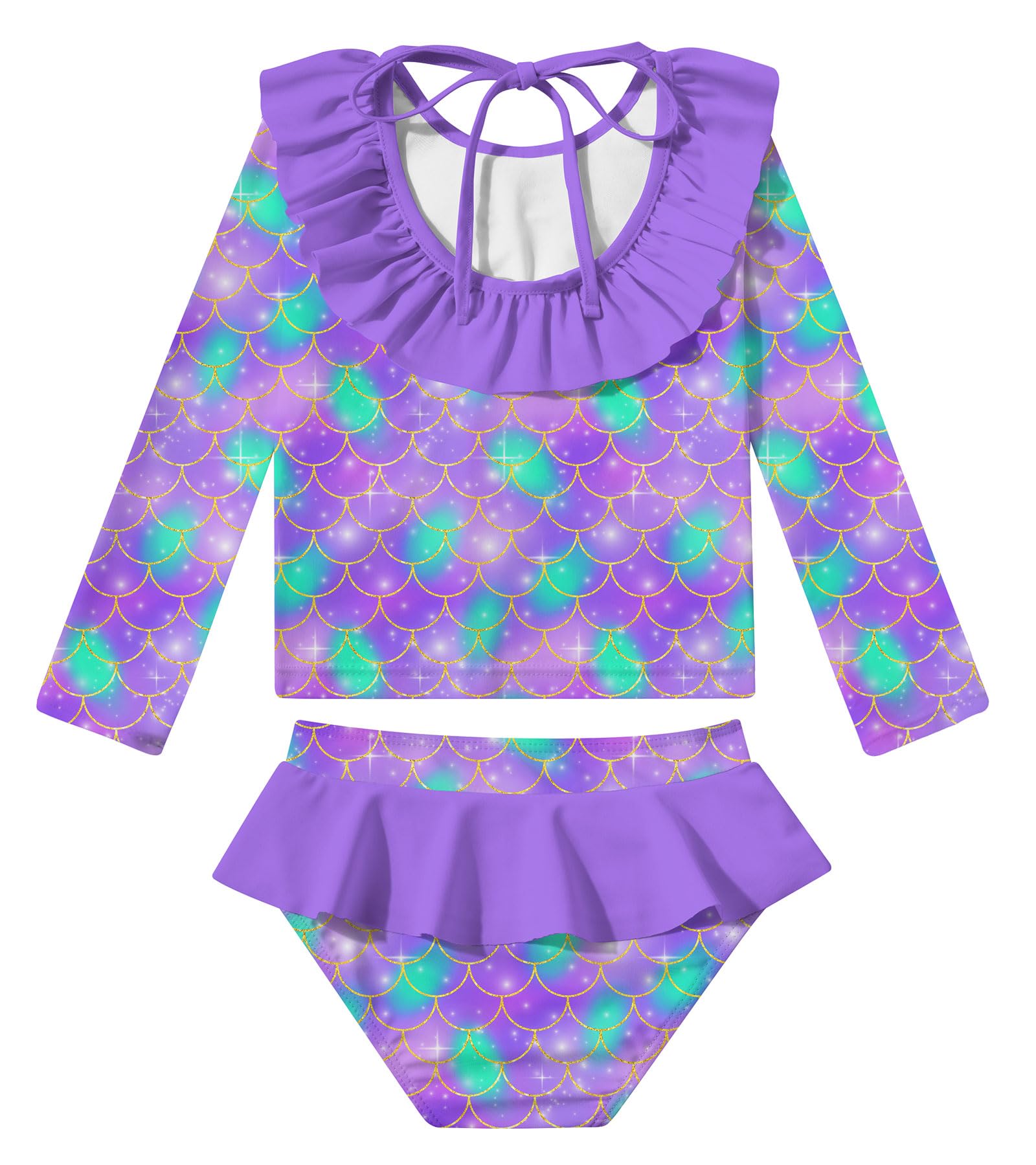 RAISEVERN Little Girls Two Piece Rash Guard Swimsuit Set Bathing Suit UPF Sun Protection 2T