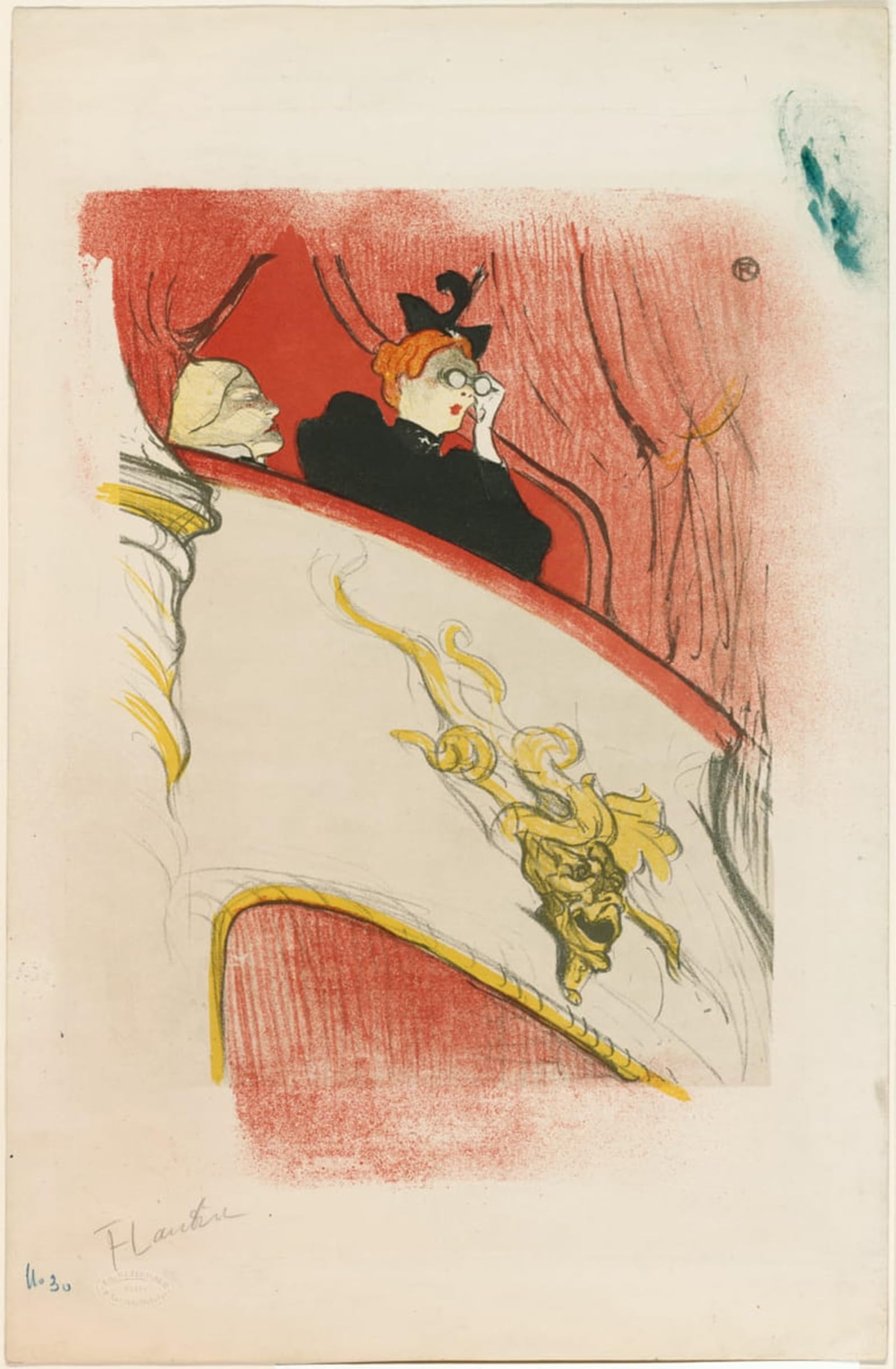 POSTERIIk Famous Print Pop Art Wall Art Graffiti the Loge with the Gilded Mask by Henri De Toulouse Lautrec Art Prints for Home Decor 60x90cm