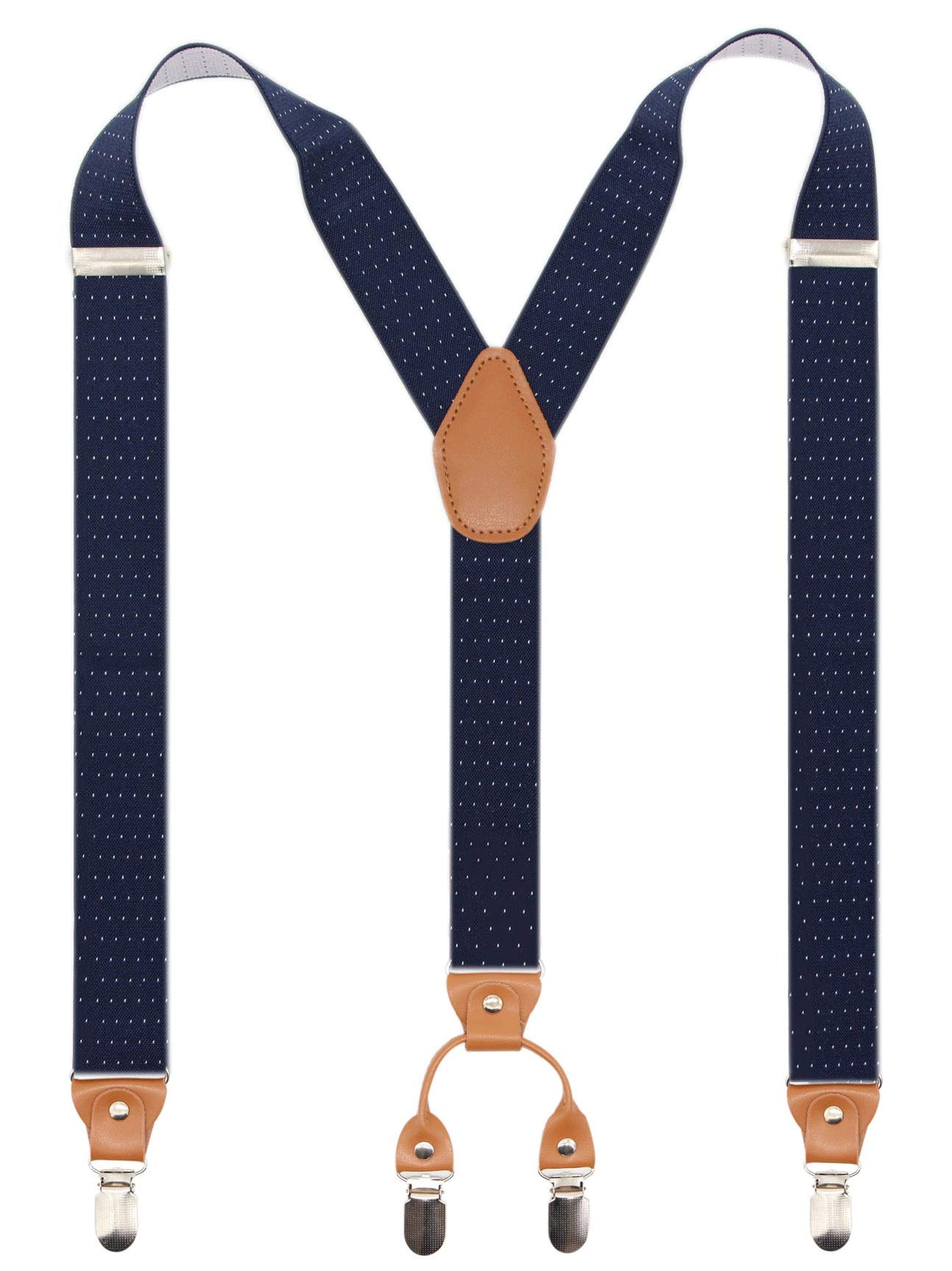 TimiotMen’s Y-Back 4 Metal Clip Elastic Wide Suspenders Perfect For Both Casual&Formal