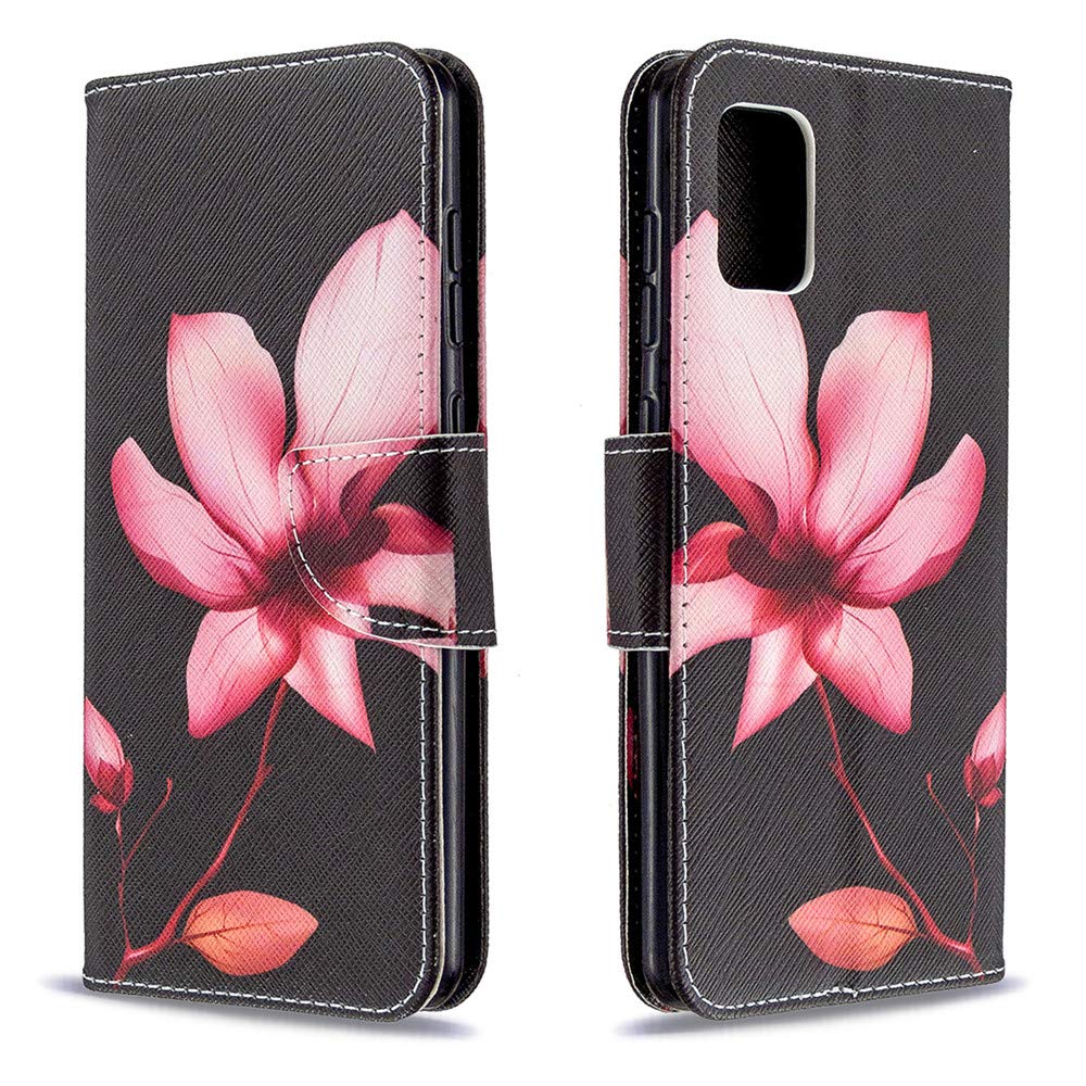 LEMAXELERS Galaxy A31 Case Shockproof PU Wallet Slim Case with Card Cash Slots Premium PU Leather Folio Flip Kickstand Protective Case Cover for Samsung Galaxy A31 Kapok Flower BF