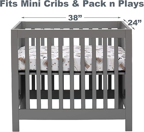 Miniatura 2 de Lambs & Ivy Jungle Safari - Sábana bajera ajustable para cuna de algodón, color blanco y gris