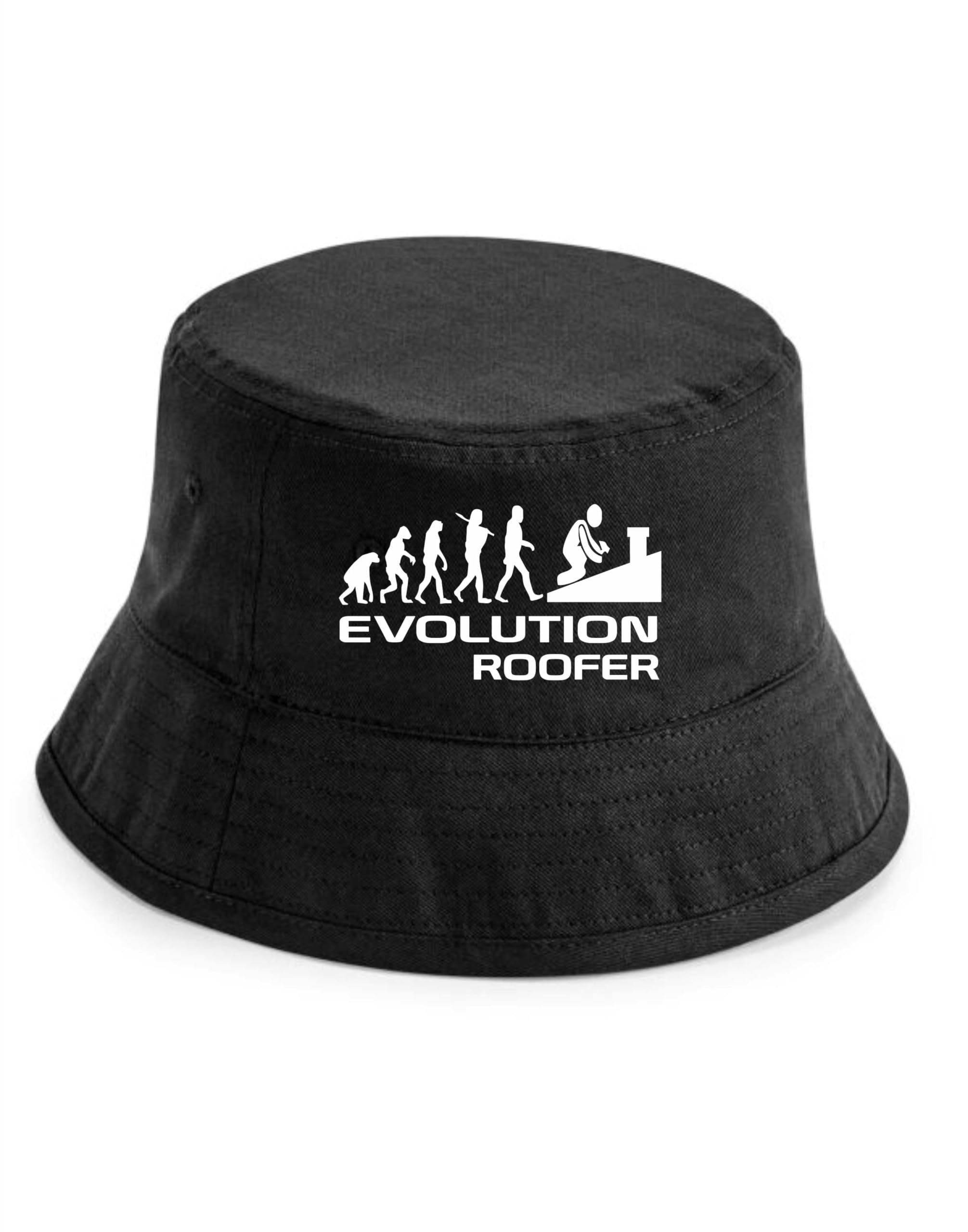 Print4U Evolution of A Roofer Bucket Hat Work Related Gift for Men & Ladies Black LXL