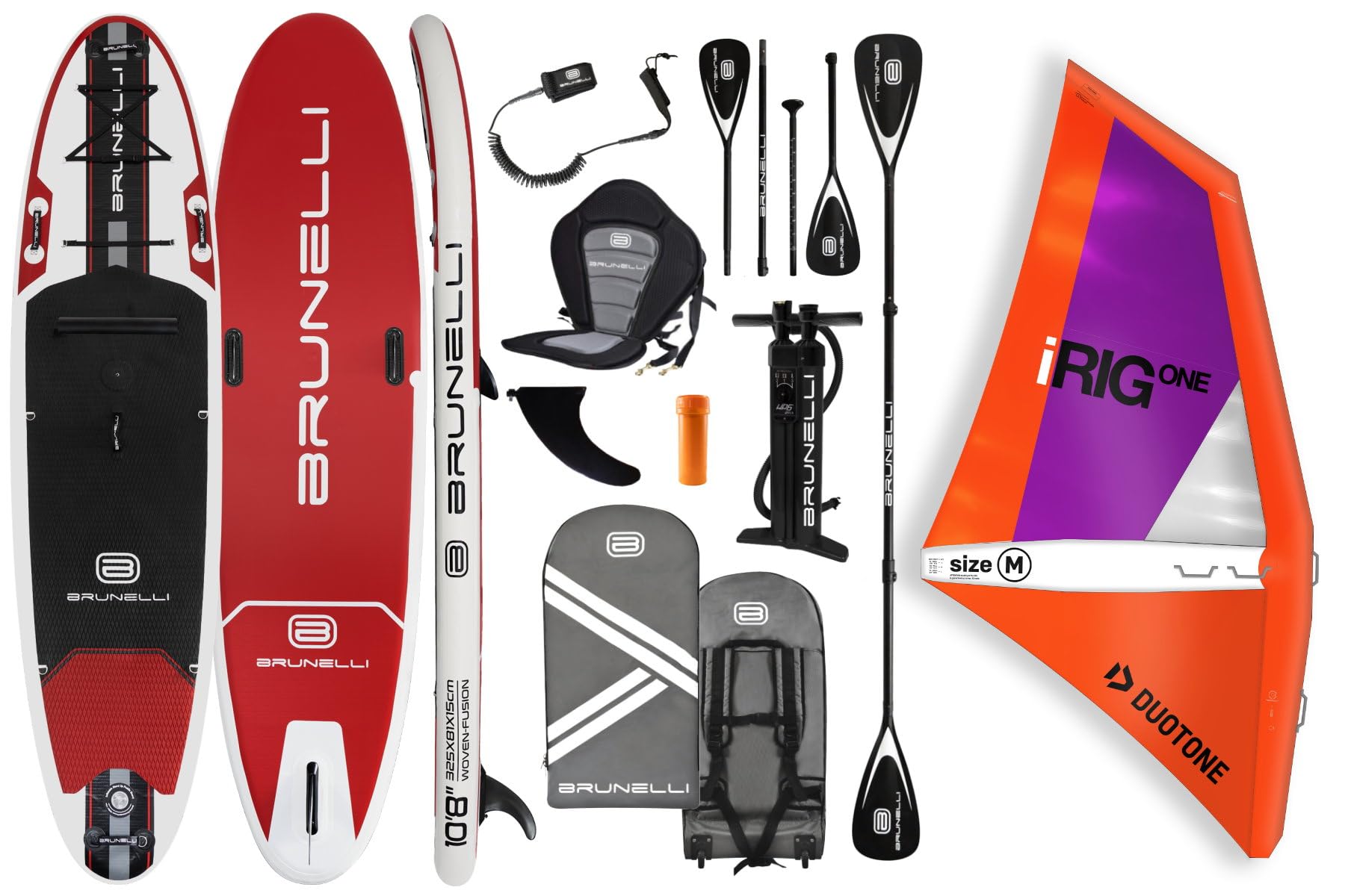 BRUNELLI 10.8 Windsurf Woven Double Layer iSUP Board aufblasbar Stand Up Paddle iRIG M Surf Segel Set orange
